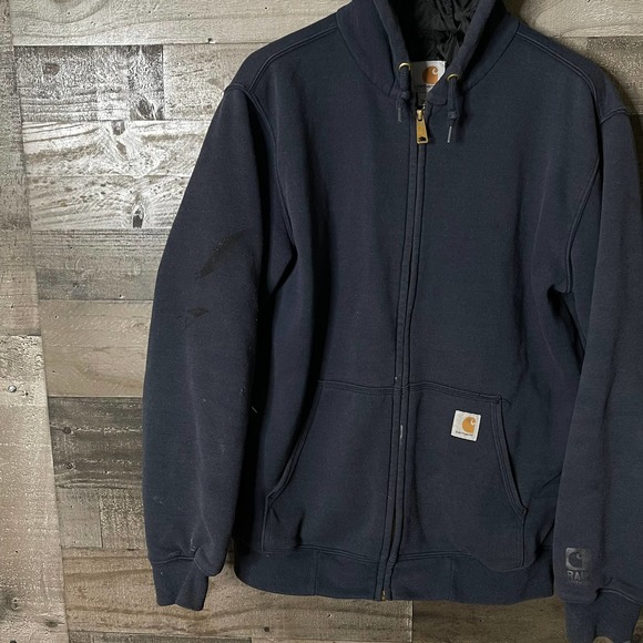 SOLD Carhartt Rain Defender Full Zip Hoodie Medium - Picture 2 of 4
